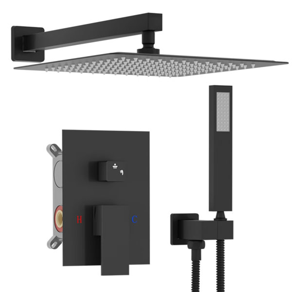 Belfry Bathroom Mixer Shower, Black Shower Head And Hose Set for